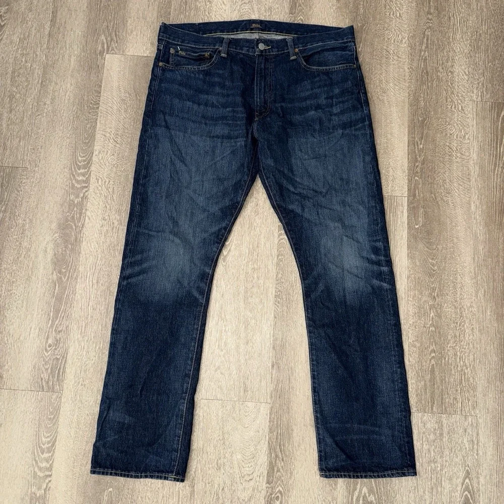 Polo Ralph Lauren The Varick Slim Straight Jeans Men's 36x32 Dark Blue Wash